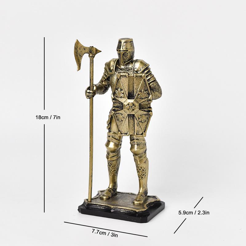 Nordic Retro Guard Knight Figurine: Resin Handicraft for Home or Office Decor
