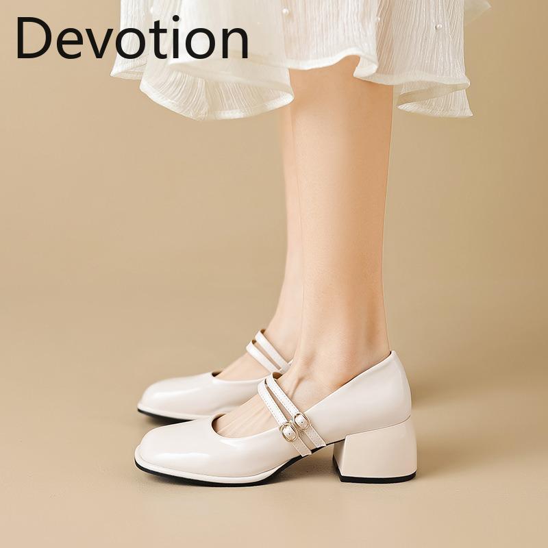 French Shoes Women Chunky Heel Small Leather Shoes Retro Devotion