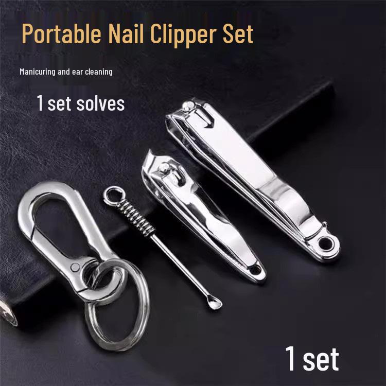 4-Piece Nail Clipper & Ear Pick Keychain Set