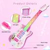Kids Pink Guitar Toy for 3 Year Old Girls Birthday Gift Toddler Toy Ages 2-4 Electric Guitars with 4 Strings Light Up Music Toys for 3 4 5 Year Old