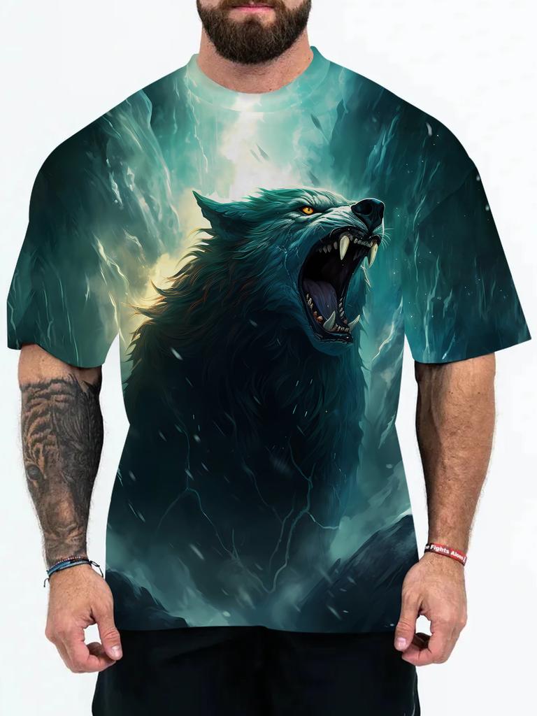 New 3D Digital Printed Summer Fashion Men's T-shirt with Animal and Character Patterns Large Size T-shirt