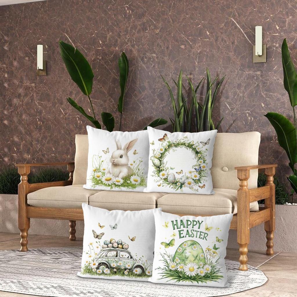 Grenzüberschreitende Osterhase Eier Kissenbezug - Plüschkissen im nordischen Stil für Büro, Auto, Sofa