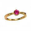 925 Sterling Silver Gold Plated Ring for Women, Red Ruby Color Cubic Zirconia Milgrain Bezel Set Stacking Band Jewelry