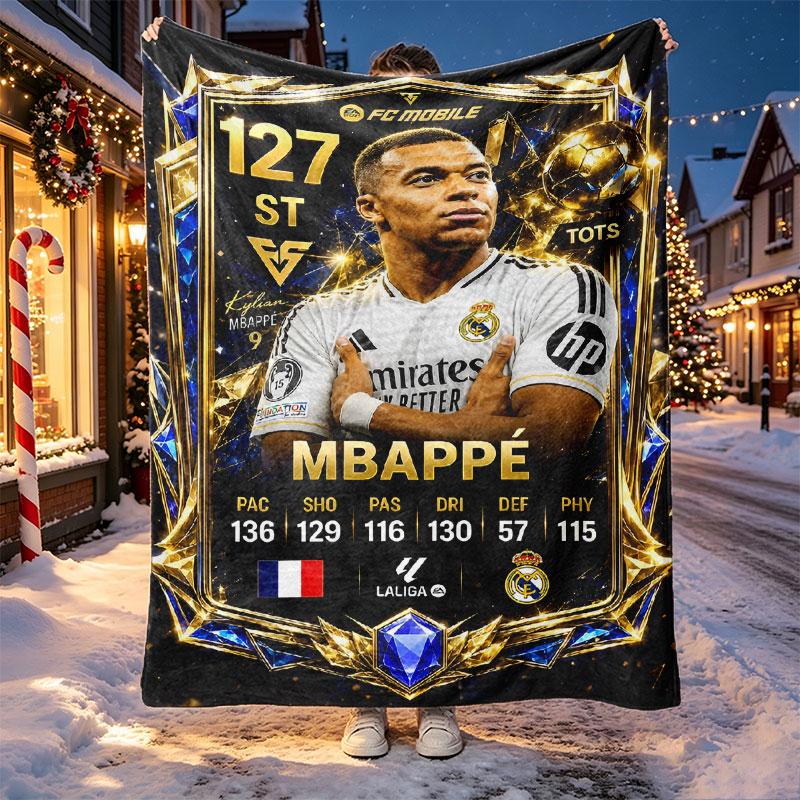 Kylian Mbappe Pattern Blanket for Home Decoration, Bed, Sofa, Car Travel, Camping, Suitable for All Seasons, Birthday Christmas Gift