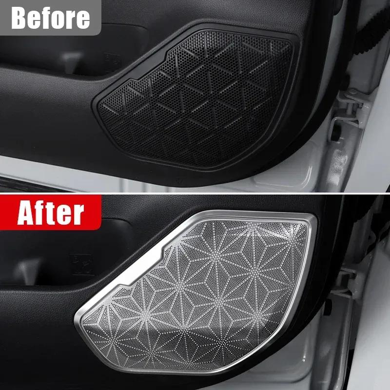 Car Audio Trim Cover Door Speaker Stereo Sound Frame Stickers For Toyota RAV4 XA50 - 2024 Hybrid Stainless