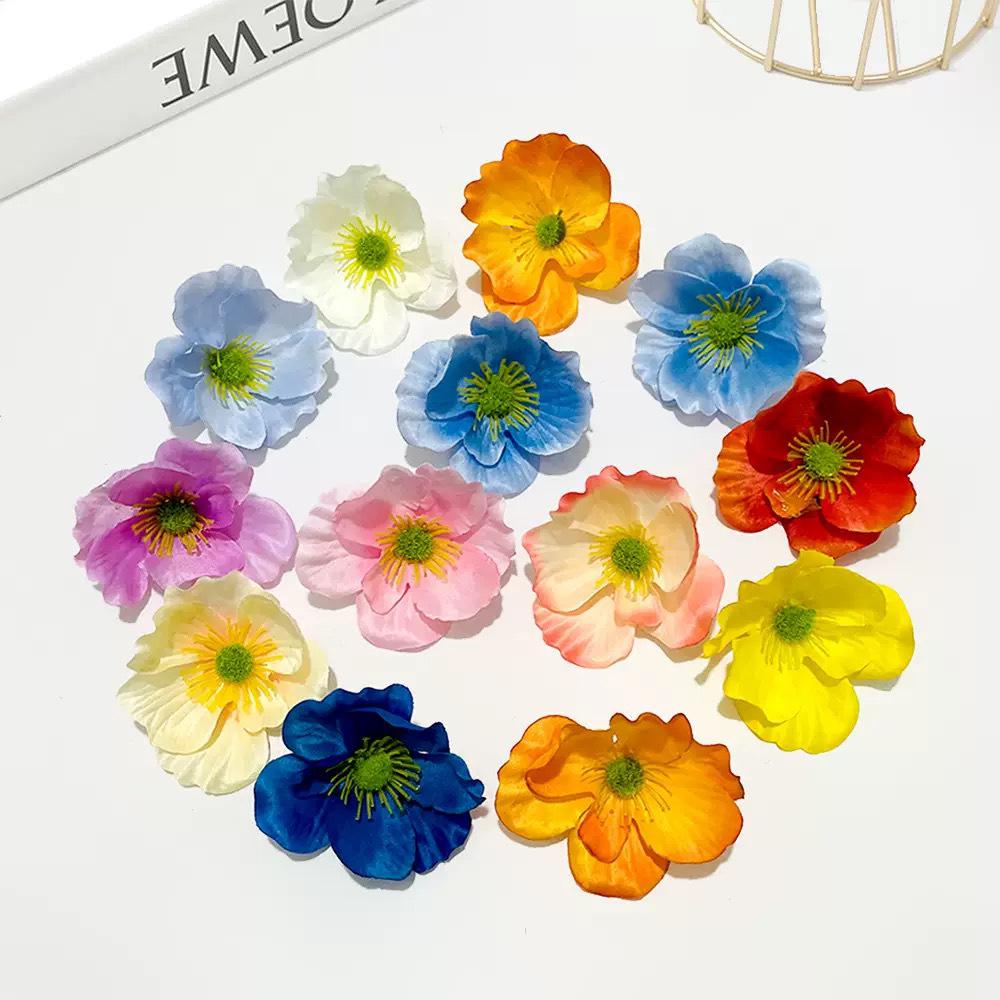 Poppy Flower Silk Hanfu Hair Clips – DIY Wedding Headwear Decoration