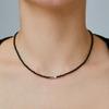 Tirr Lirr Beaded Black Glass Bar Necklace TNVBRW00005M