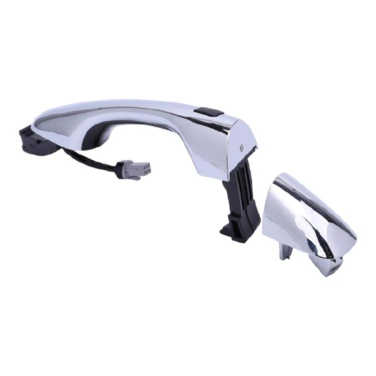Automotive 2016-2024 Exterior Pull Handle Assembly, Silver-Tone Finish with Mounting Structure and Electrical Lead