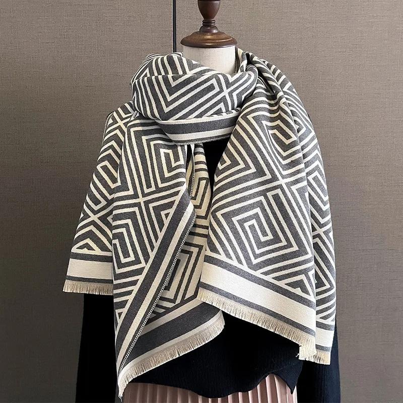 Nový Zimný Hrejivý Kašmírový Šál Dámsky Šál Pashmina Hrubý Šál Deka Bufanda Cestovný Šál Dámsky Vzorovaný Šál
