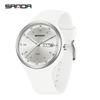 Sanda Unisex Quartz Watch with Calendar, Fashionable Silicone Waterproof Wristwatch for Teens