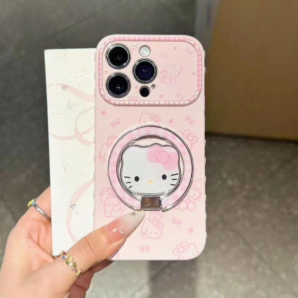 Cute cat bracket is suitable for Apple 17promax mobile phone iphone16/15Pro mobile phone case.