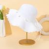 1Pc Women'S Khaki Wave Beach Sun Hat With Faux Pearl & Bowknot Detail, Elegant Beach Travel Vacation Sun Hat For Vocation,Party