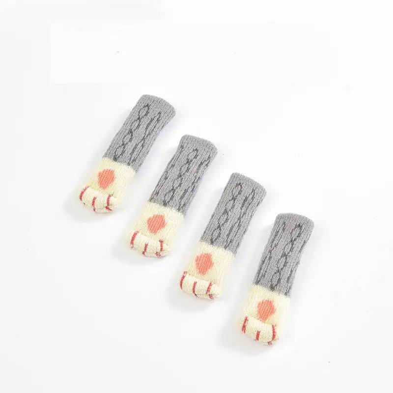 24 buc Șosete Tricotate Drăguțe cu Lăbuță de Pisică pentru Mobilier, Antiderapante, Huse pentru Picioarele Scaunelor, Protecții pentru Podea, Botosei pentru Picioarele Mesei, Tampoane, Potrivire Pătrată Rotundă