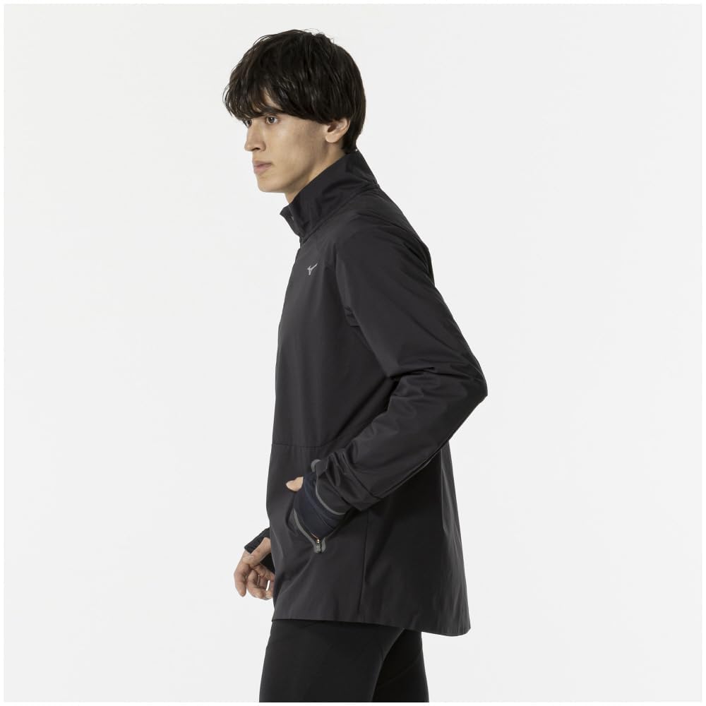 Mizuno Running Wear Thermal Charge Water Reflective Black Jacket, Repellent, Rest, Recovery, Print, J2MEB502, Men's,