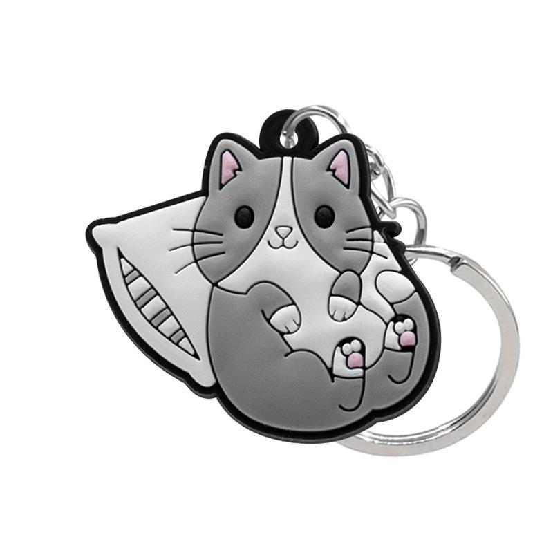PVC Soft Rubber Cat Keychain Pendant - Cute Bag Accessory and Ornament