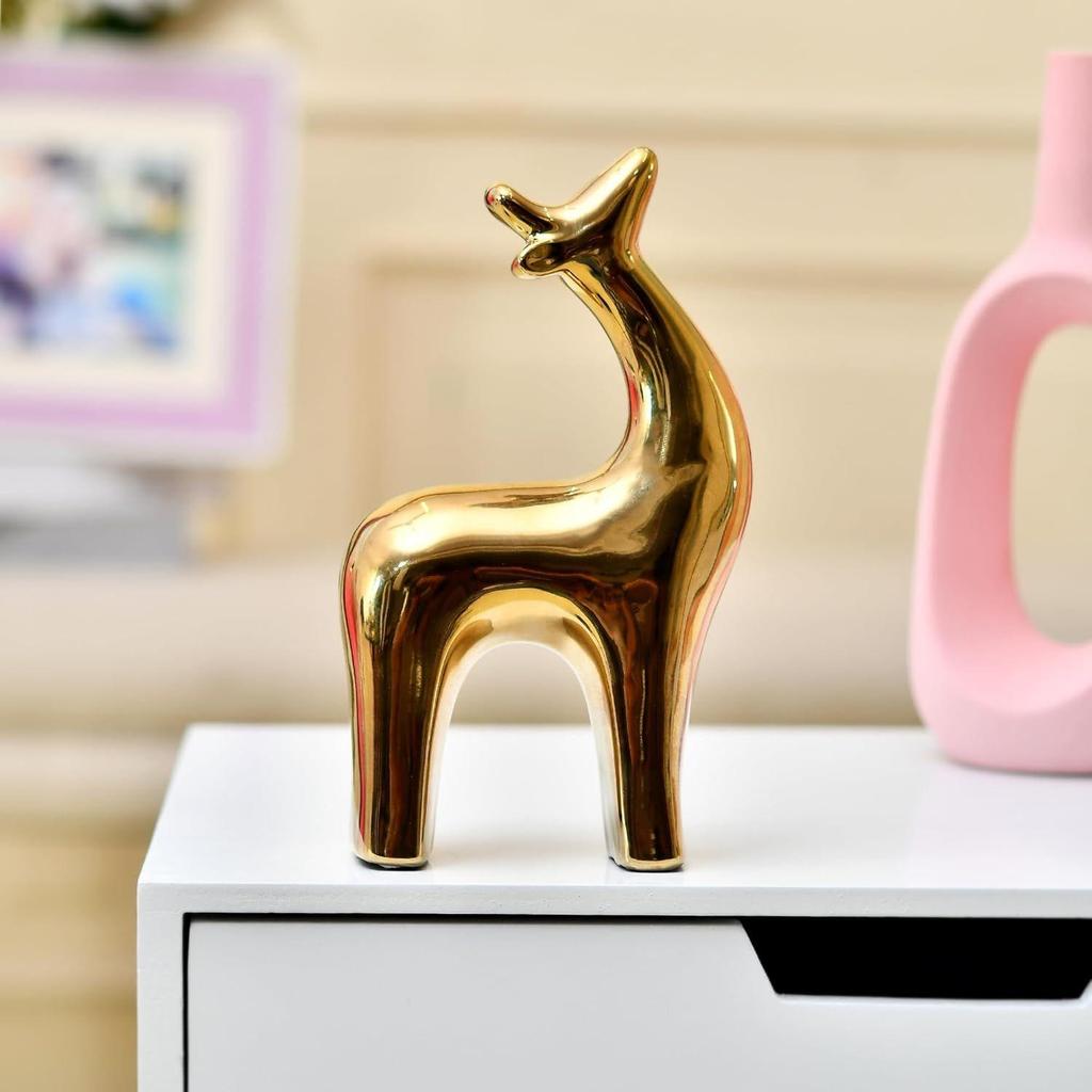 Gyllen hjort av lykke og nåde | En elegant representasjon av rikdom og velstand | Et must-have for moderne luksusdekor – Pakke med 1
