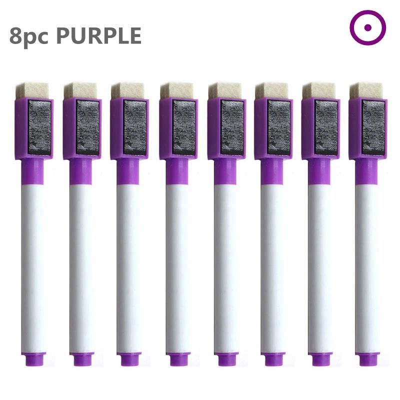 8PC Magnetic Colorful Whiteboard Pen Black White Board Markers Built In Eraser School Supply Childrens Graffiti Drawing Pen