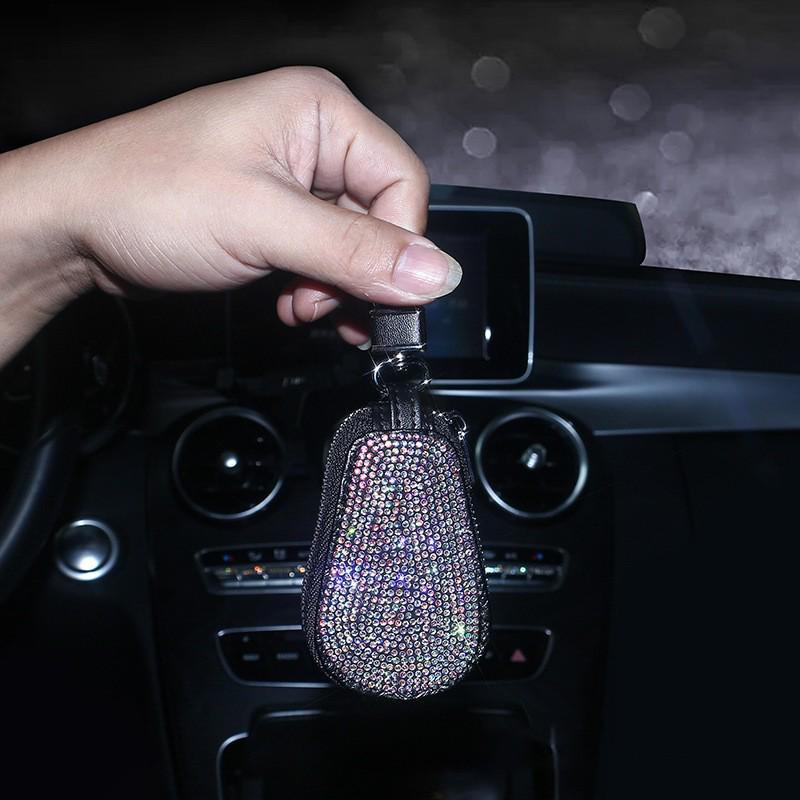 Sparkling Diamond Key Bag with Metal Buckle for Car and Home