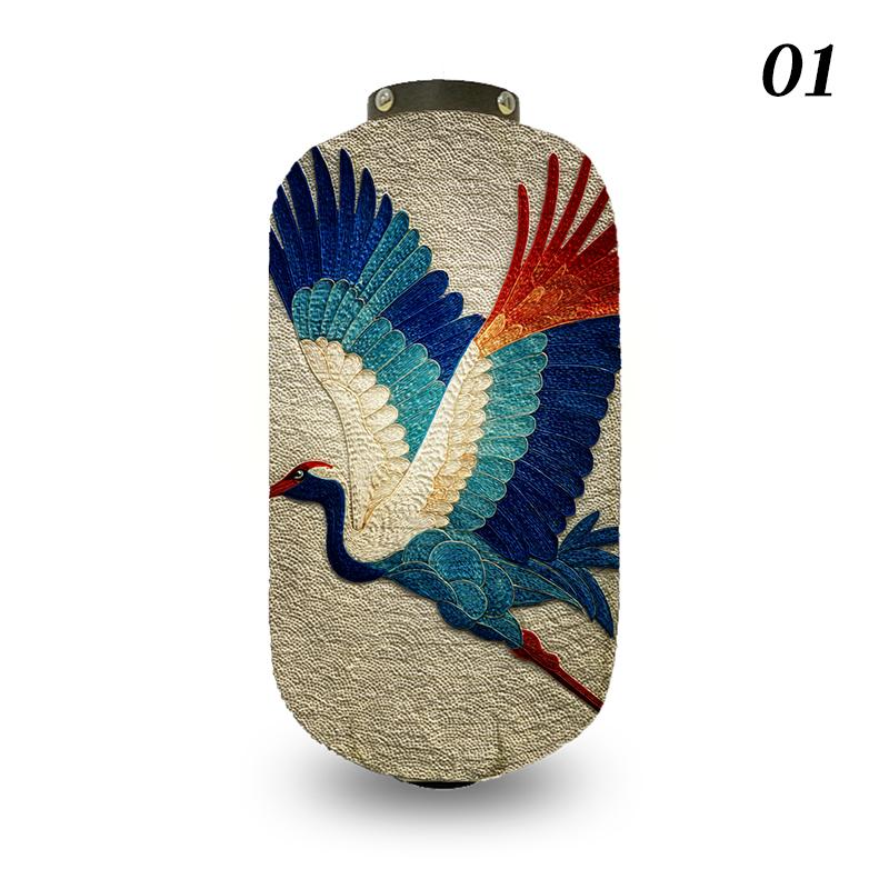 Japanese Style Lantern Ukiyo-e Style Flying-crane Printed Outdoor Bar Bistro Lantern Sushi Restaurant Hanging Lantern Decoration