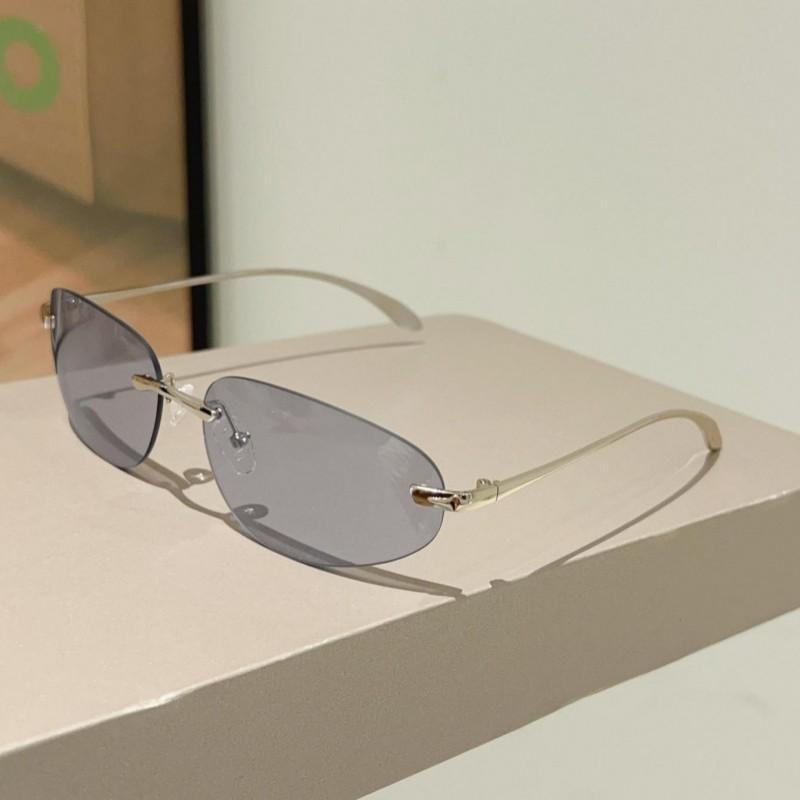 Y2k Rimless Sunglasses Women  New Fashion Cat Eye Casual Decor Shades Trendy Stylish Vintage Brand Design Sun Glasses