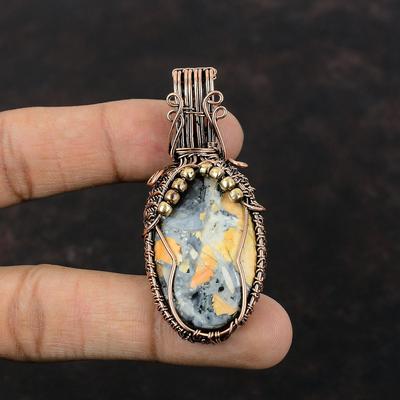 Maligano Jasper Pendant Copper Wire Wrapped Jewelry Gemstone Copper Pendant Gift For Mom Wire Wrap Pendant Handmade Jewelry Stylish Pendant