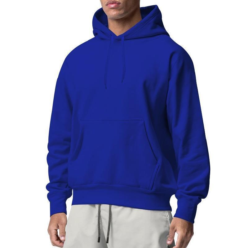 Mens Solid Fleece Hooded Sweatshirt Casual Loose Sports Long Sleeve Pullover