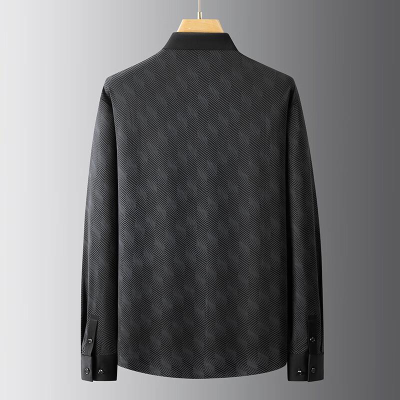 Men's Plus Size Business Diagonal Stripe Long Sleeve Shirt