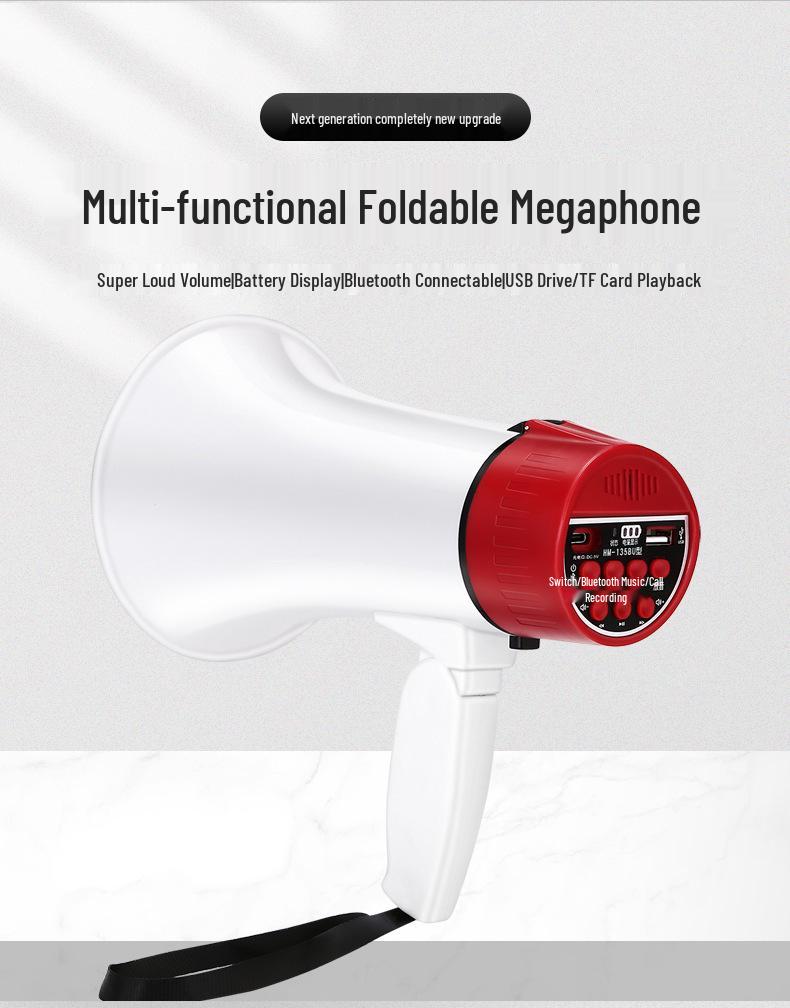 Foldable Outdoor Handheld Megaphone Loudspeaker with Recording Function