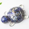Resin Art Turtle Figurine With Natural Water Crystal Stones For Desk And Room Decor