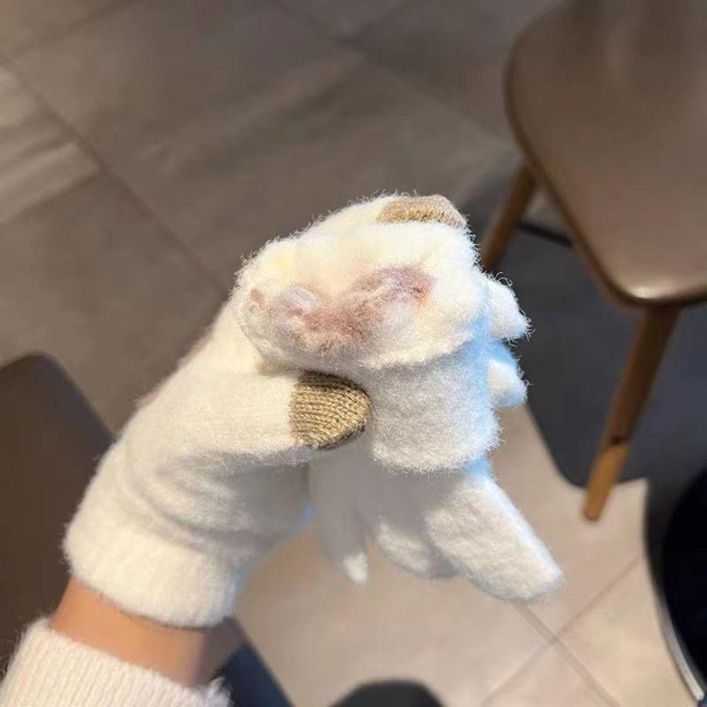 Touchscreen Knitted Wool Mittens Thicken Outdoor Cycling Gloves Full Finger Guantes  Women Men