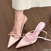 Fashion Summer New Women's Sandals 2025 Bow Elegant High Heel Shoes Non Slip Pointed Party Lady Footwear Fashion Open Heel Sandals Mujer