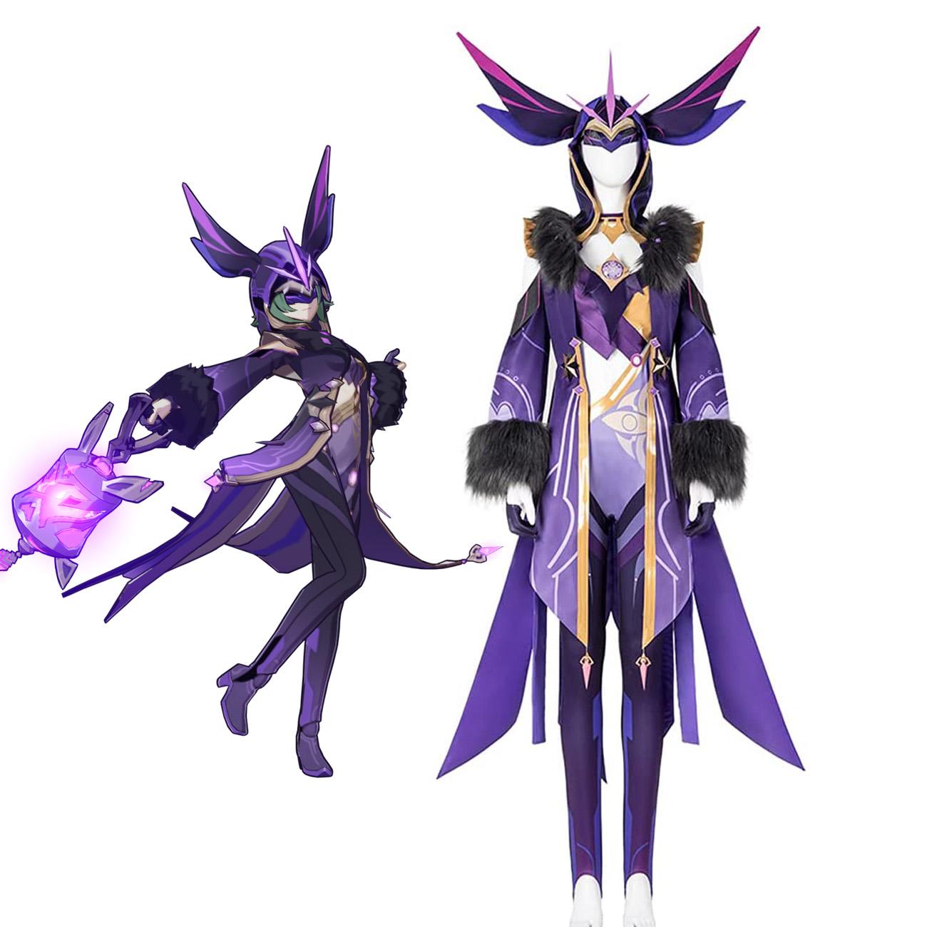 

Fatui Electro Cicin Mage Cosplay Costume Жіночий костюм на Хелловін XXXL як показано кольору