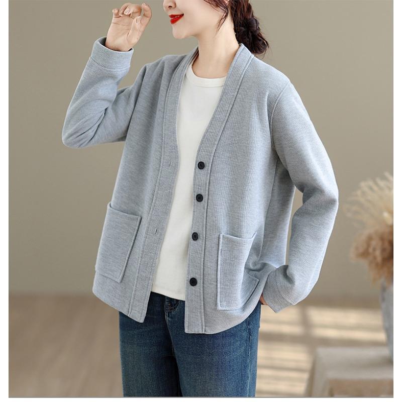 

DIMANAF 2025 Новая Осень Женские Куртки Пальто Большого Размера Хлопок Толстый Длинный Рукав Свободный Повседневный Верхняя Одежда 2XL серый