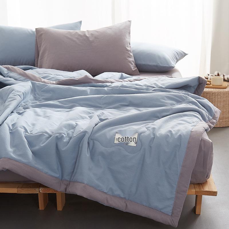 Cotton Solid Color Summer Quilt - Lightweight & Breathable for Dorms and Homes