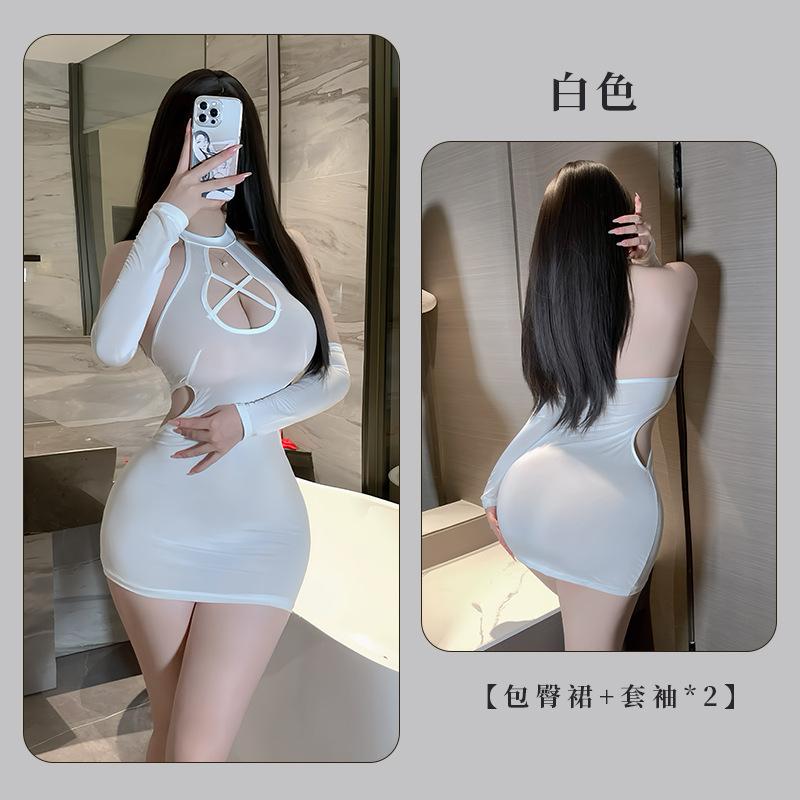 Fan Lei, sexy underwear women's one-piece cross-hanging neck perspective cheongsam nightclub uniform 892