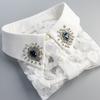 Women for Rhinestone Lace Embroidery Shirt False Collar Detachable Fake Necklace