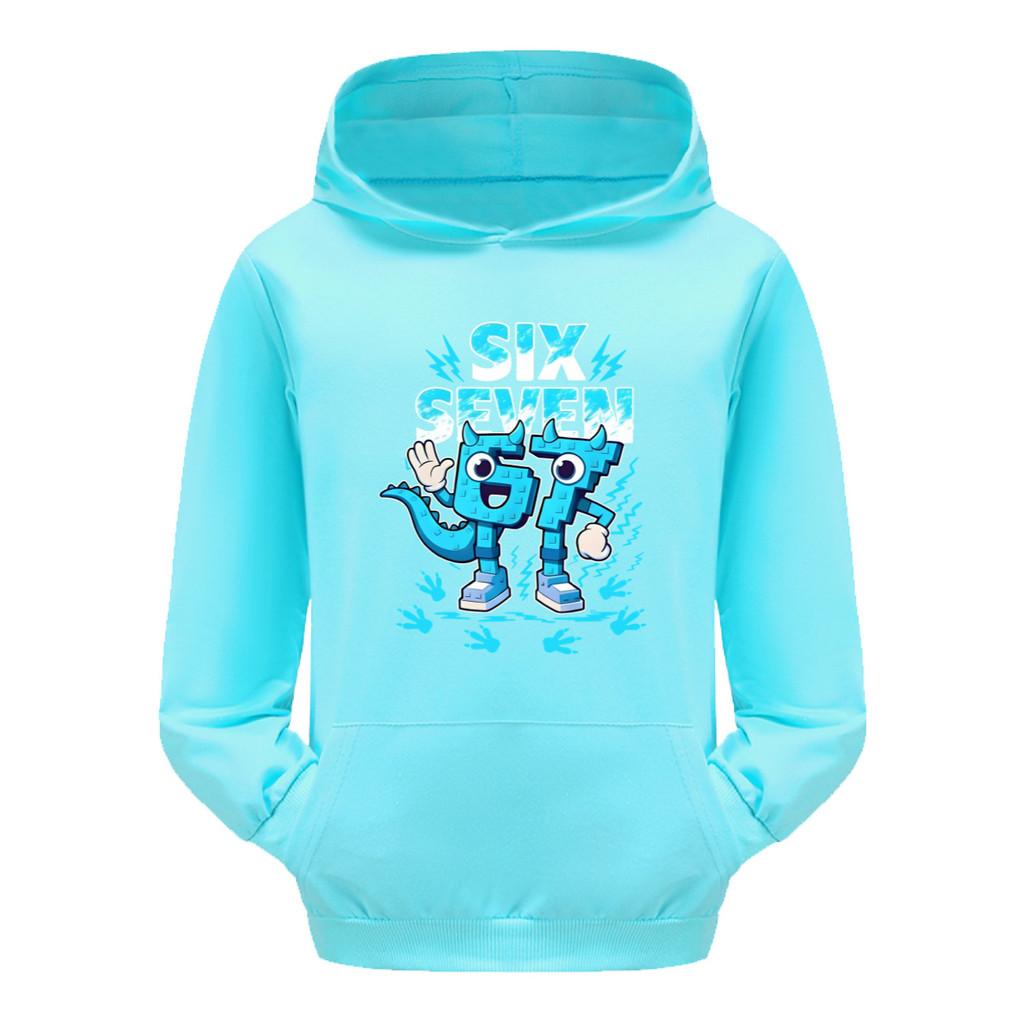 5192 Kinder Jungen Mädchen Steal a Brainrot 67 Six Seven Bedruckter Freizeit-Langarm-Hoodie Top
