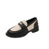 Loafers Women's Square Head 2025 Spring and Summer New Soft Leather Single Shoes Mesh Breathable Retro Camellia Black Small Leather Shoes