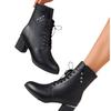 Autumn and winter new thick heel medium heel Martin boots women's British style fashion large size side zipper medium tube women's boots