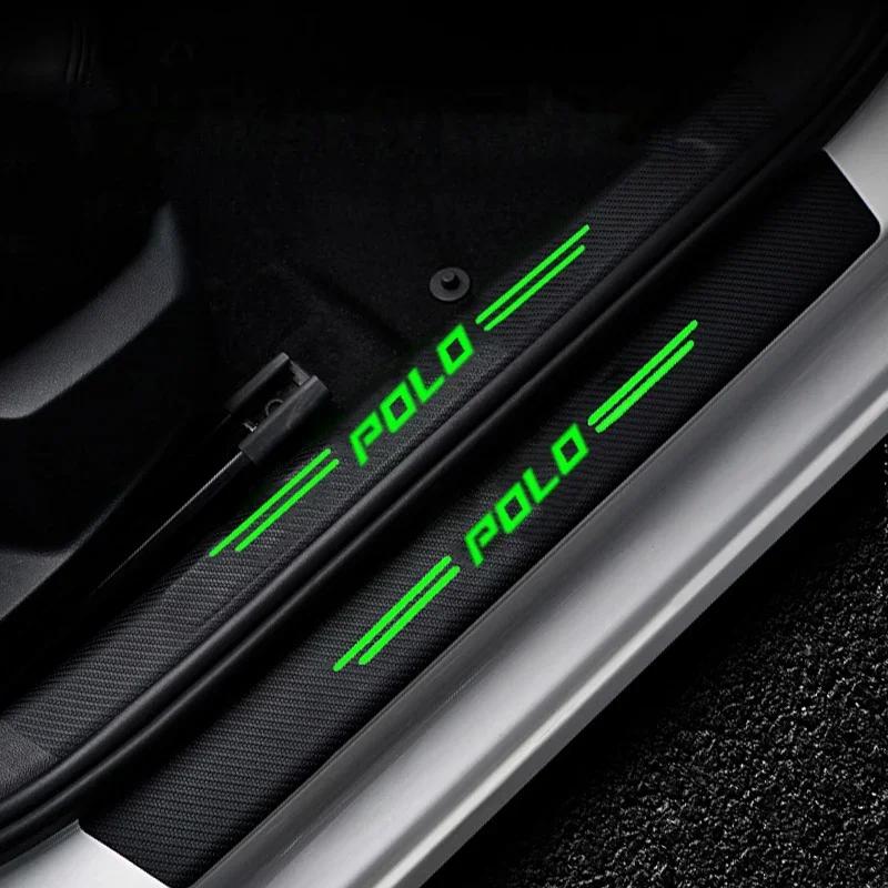 DOG1 Glow-in-Dark Car Threshold Sticker for Volkswagen VW POLO Logo Scratch-Resistant Stylish Door Sills Protection Decoration