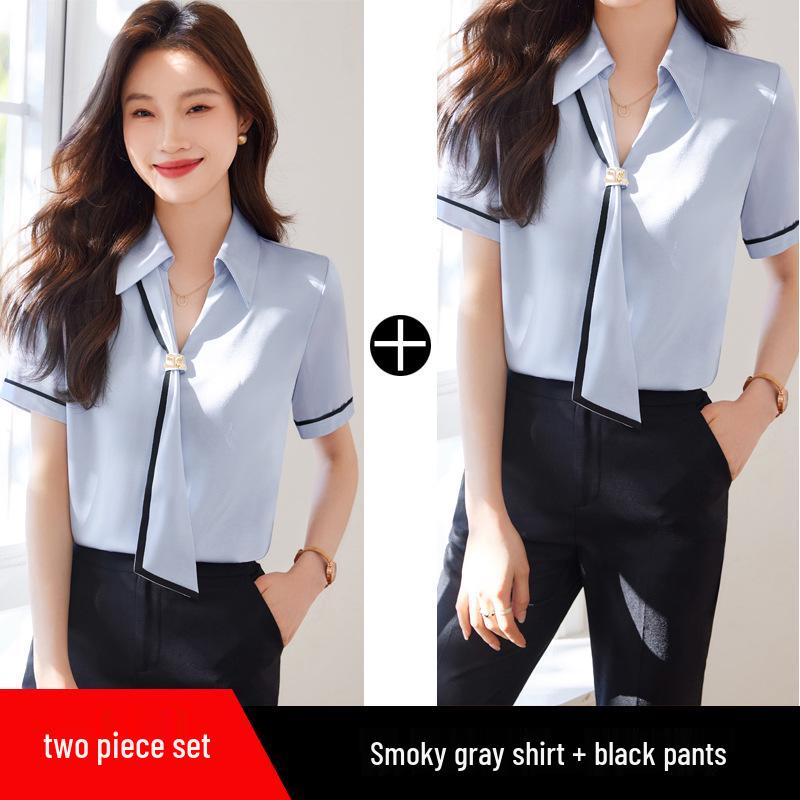 Women's Stylish White Short-Sleeve Summer Shirt 2024