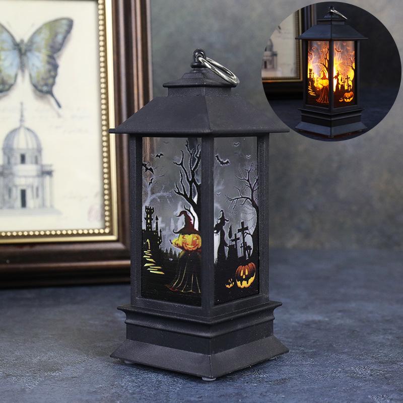 Halloween LED Flame Flickering Oil Lamp Battery Operated Spooky Decor Haunted House Prop Tabletop Centerpiece for Bar Party