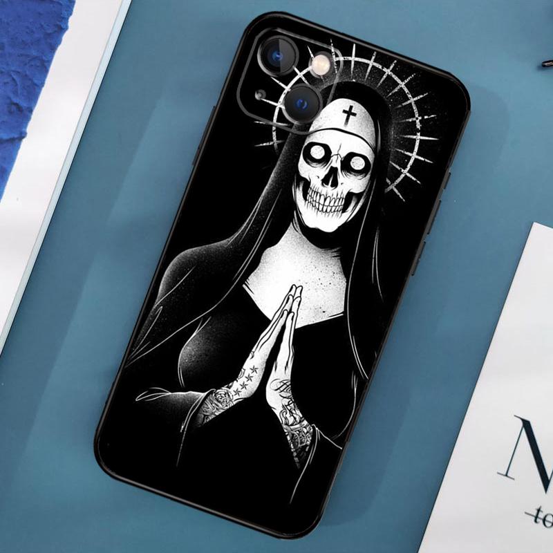 Satan Satanic Nun Phone Case For iPhone 15 14 Pro Max 11 13 12 Mini X XR XS Max SE 2020 7 8 Plus Cover Capa