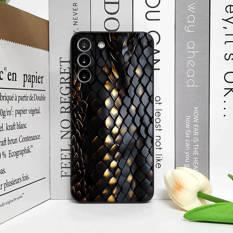 Creative Black Golden Scale Texture Printed Phone Case for OPPO Realme 14 Pro Plus 13 12 Lite 11 10 Pro+ X7PRO Ultra Soft Cover
