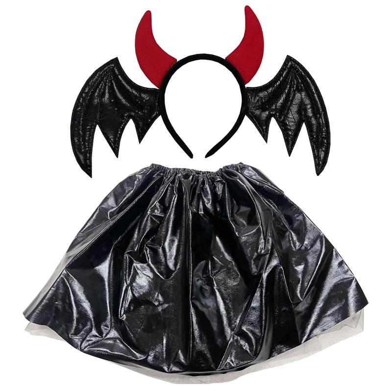 

Halloween Daemon Horn Bat Headband Headwear Kilt Cosplay Party Props Gifts Girls чёрный