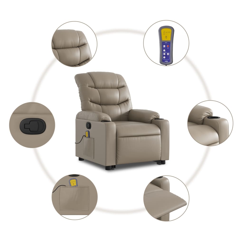 Massage Chair with Rising Function Cappuccino Brown Faux Leather