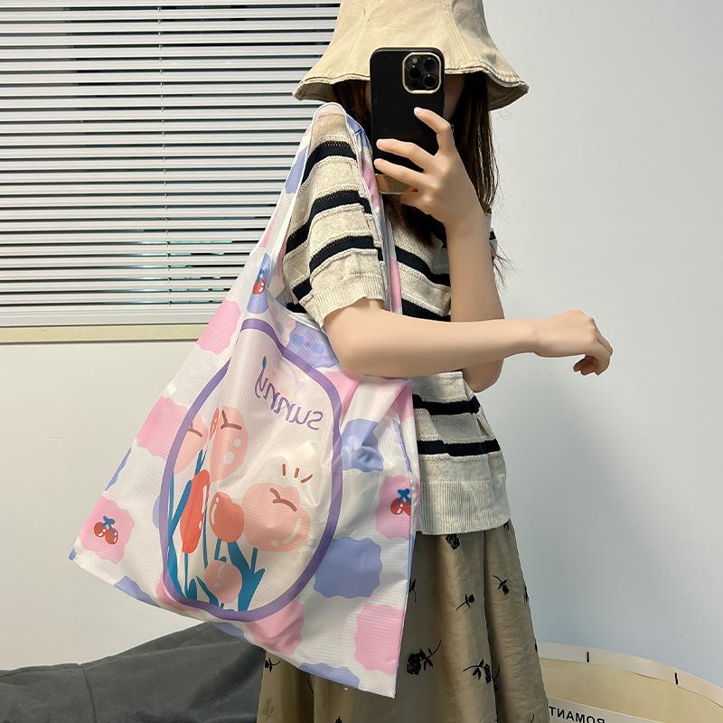 Shopping Bag Women's Shoulder Fresh Style Harajuku Style Mori Style Ulzzang Girl's Cute Canvas Bag Ins