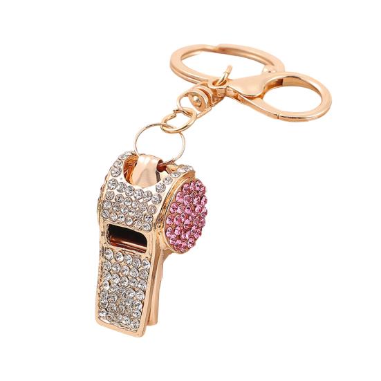 

Keychain Alloy Electroplated Whistle Shape Key Chain with Dazzling Colorful Rhinestones Lobster Clasp Key Ring Backpack Accessory розовый