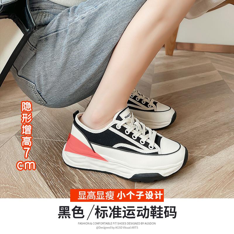 Płócienne buty damskie platforma buty Forrest Gump mały zapach wiatru damskie buty nowe wiosna i jesień rekreacyjne sportowe małe białe buty muffin