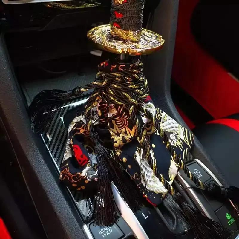 Universelle Staubschutzmanschetten für Schaltknäufe mit Adaptern JDM Katana Schwert Schaltknauf Schalthebel Auto Gangschaltung Auto Dekoration Werkzeuge